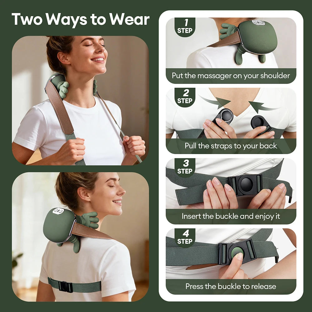 4D Wireless Neck & Shoulder Massager – Deep Tissue Pain Relief & Relaxation Anywhere