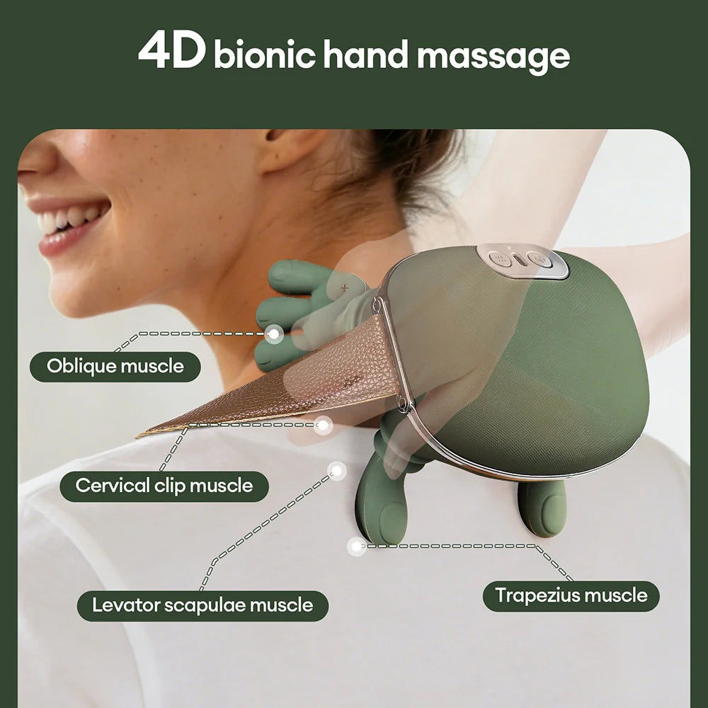4D Wireless Neck & Shoulder Massager – Deep Tissue Pain Relief & Relaxation Anywhere